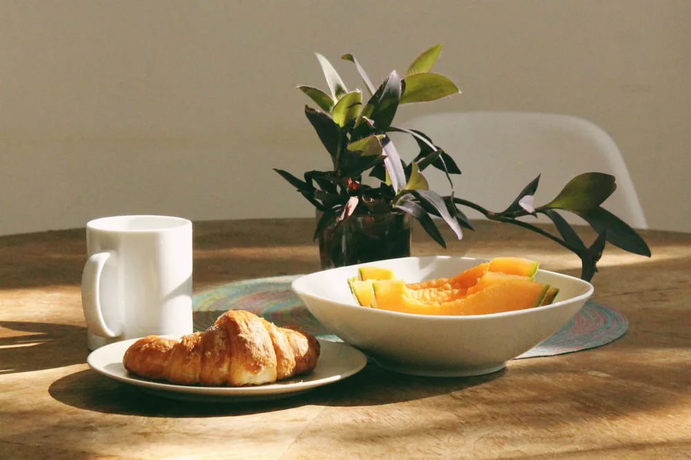 A kitchen counter in soft morning light